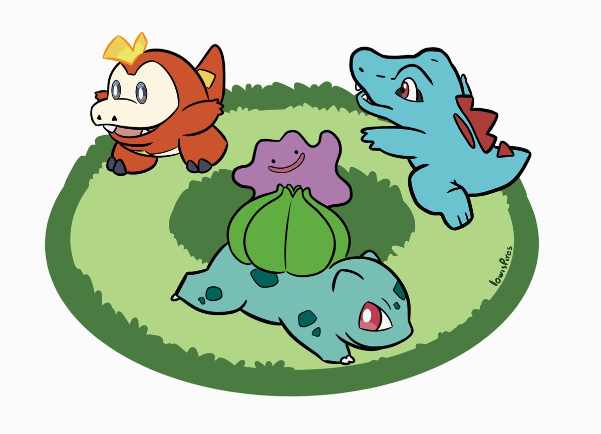 lowispires's tweet image. My bf asked me to a Pokémon art for t-shirt print for him

#pokemon #fuecoco #totodile #bulbassaur #ditto