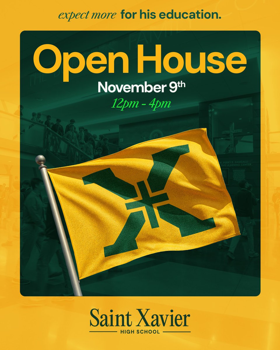 Start your St. X experience at our Open House this Sunday, November 9, from 12–4 PM! Tour our campus, explore academics, clubs, and athletics, and see how the leading boys’ high school in Kentucky provides the best for you.

Come see the difference and discover how Saint Xavier