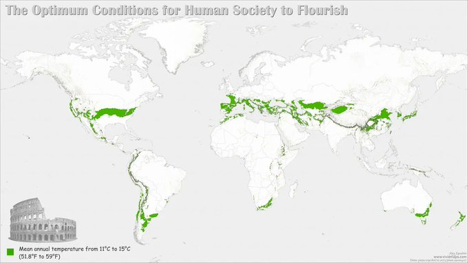 El mapa de las mejores temperaturas para vivir