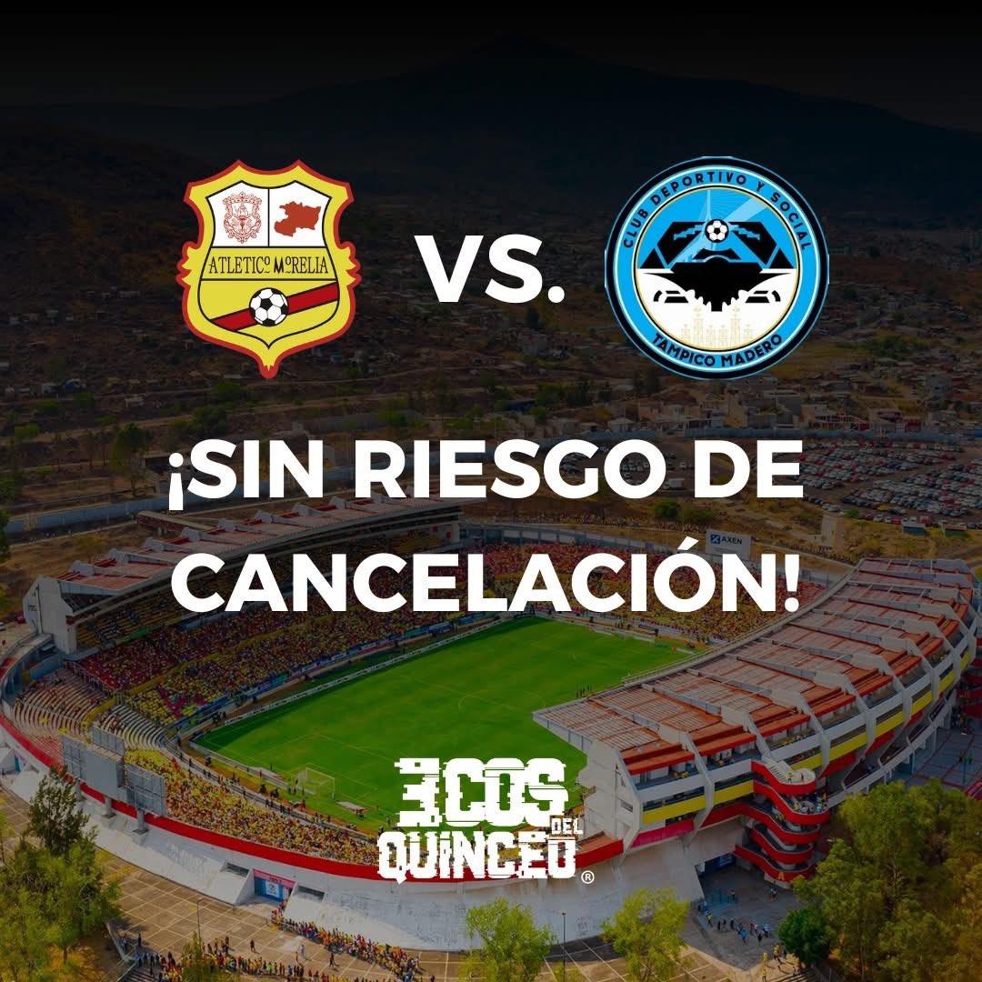 #INFORMACIÓN 📰

De acuerdo a información obtenida por parte de la directiva del <a href="/C_A_Morelia/">Club Atlético Morelia</a> 🔴🟡 no hay ningún riesgo de cancelación para el partido del próximo sábado vs. Jaiba Brava. Todo sigue en pie y el 'Canario' va con todo por su pase a la liguilla.