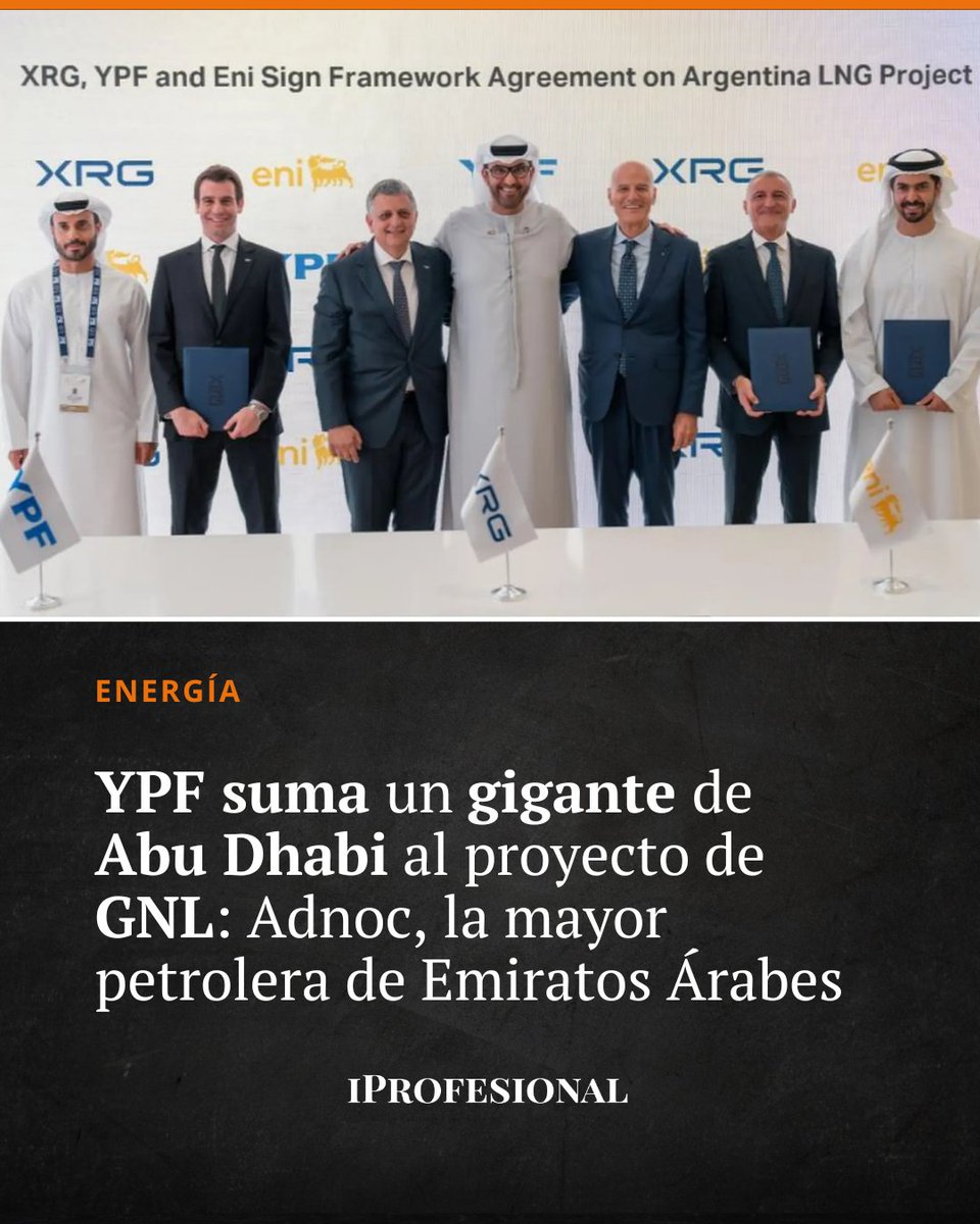 iProfesional's tweet image. ⚡️ YPF avanza con su megaproyecto de GNL.
🌍 Sumó a ADNOC, la petrolera nacional de Emiratos Árabes Unidos, para impulsar infraestructura y exportaciones energéticas.

🔗iprofesional.com/energia/441107…

#YPF #Energía #GNL #Argentina