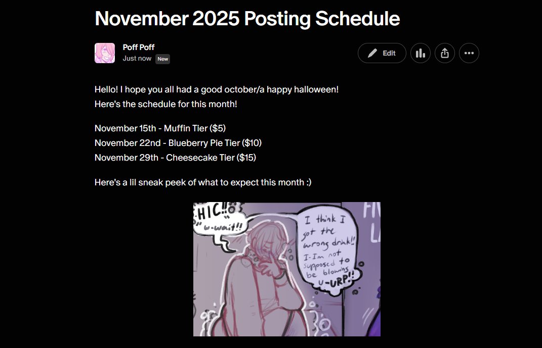 This month's patty-tr🌸n schedule! (feat. a sneak peek at something i've been working on)