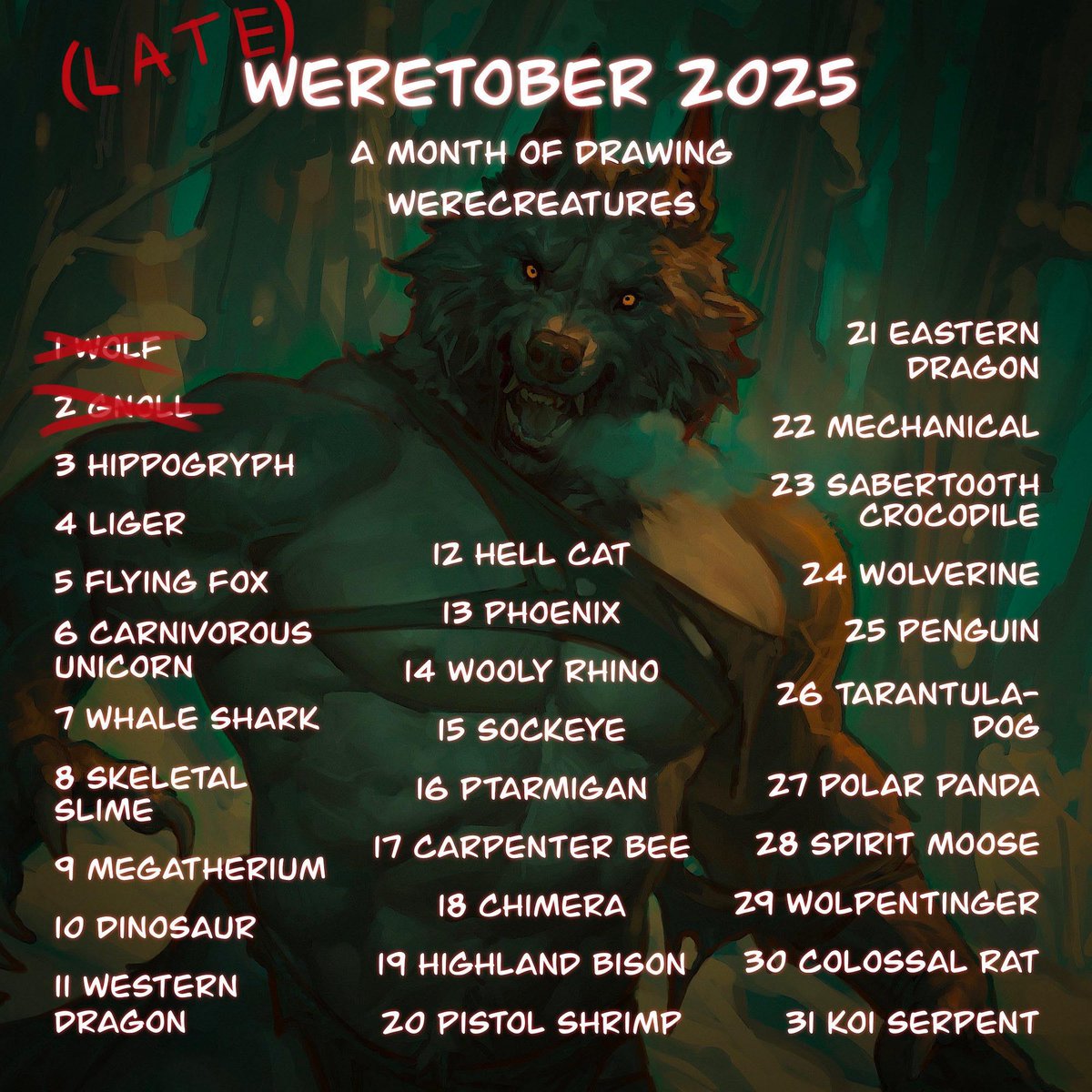 dr_qube's tweet image. Fuck it we are doing this. This month I&apos;ll be doing @TFiddlerArt &apos;s late #weretober challenge. Links to his stuff below in case, you should check it out. 

linktr.ee/tfiddlerart