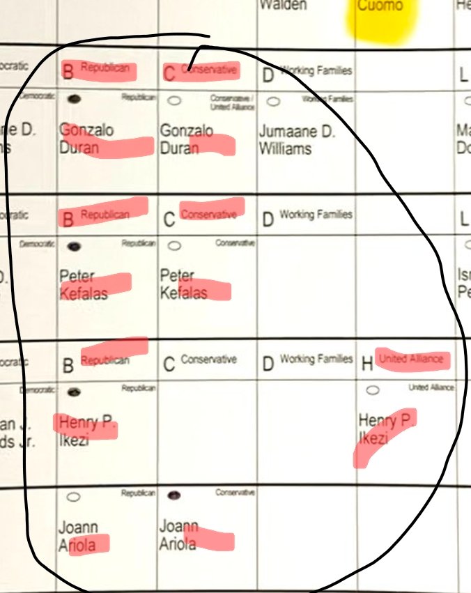 Macmanius's tweet photo. @profstonge @WorldStrategist Hey, Dr. Dopey: is this a conspiracy too, or are you just too dense to understand that candidates in NY can run on multiple parties' ballot lines? https://t.co/OcE7MiKs6W
