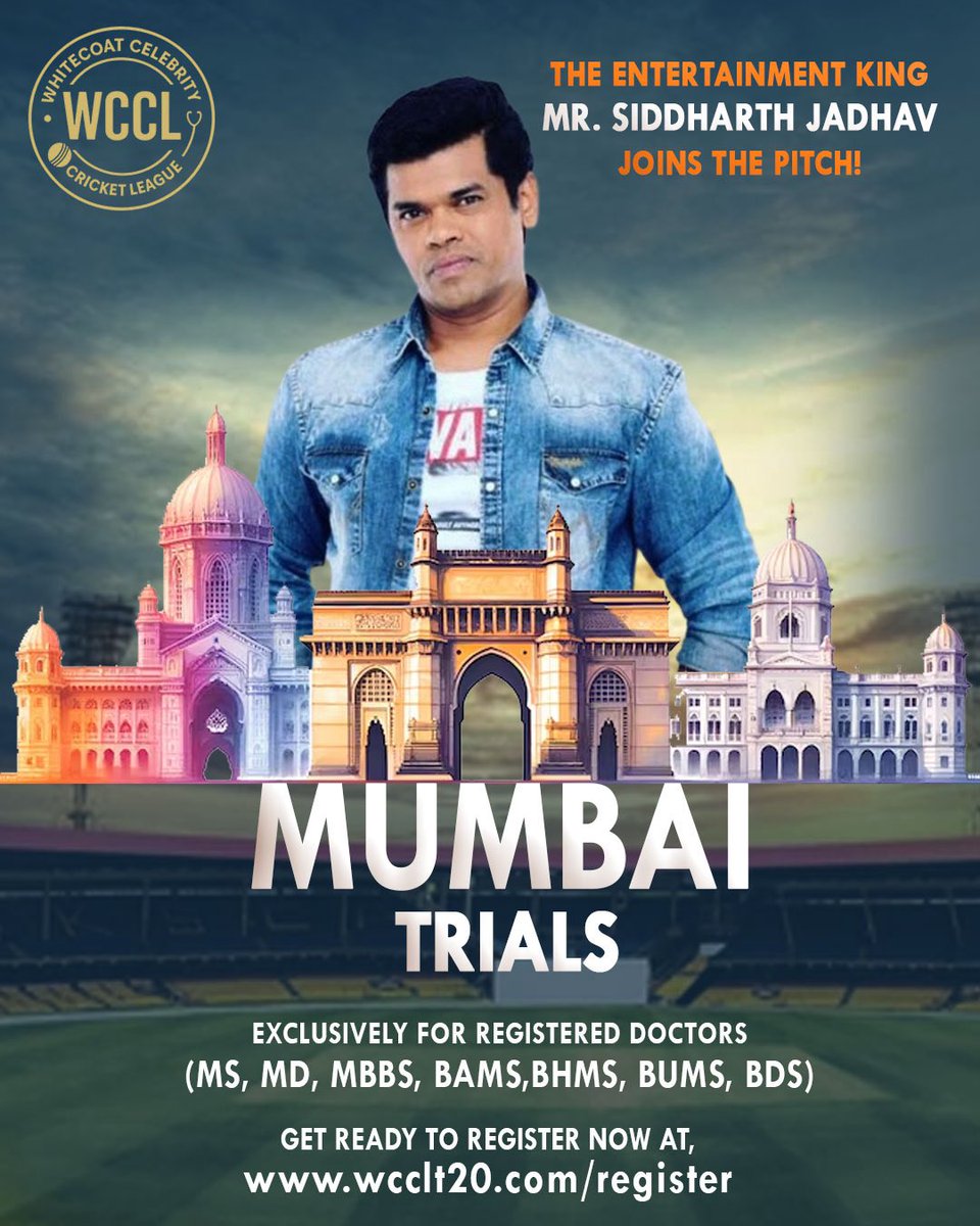 WCCLT20's tweet image. 📣 MUMBAI! It’s your turn 🏏

Doctors, register now &amp;amp; join the action 👉 wcclt20.com/register

#WCCL #MumbaiTrials #DoctorsWhoCricket