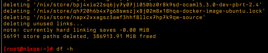 plan9better's tweet image. new personal best  nix-collect-garbage -384GB