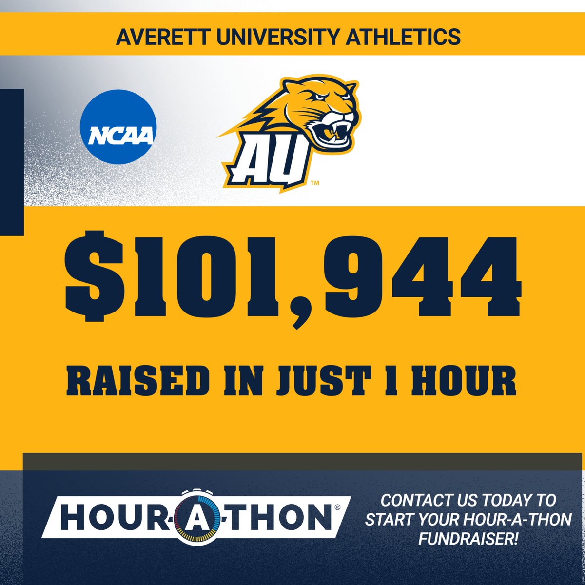 HOURATHON's tweet image. 🔥 COUGARS ROAR! 🔥 Averett University Athletics just EXPLODED onto the Hour-A-Thon scene, raising a JAW-DROPPING $101,944 in their FIRST YEAR! 🏆
Unstoppable student-athletes + game-changing QuickText technolg = PURE DOMINATION!

@AverettUCougars