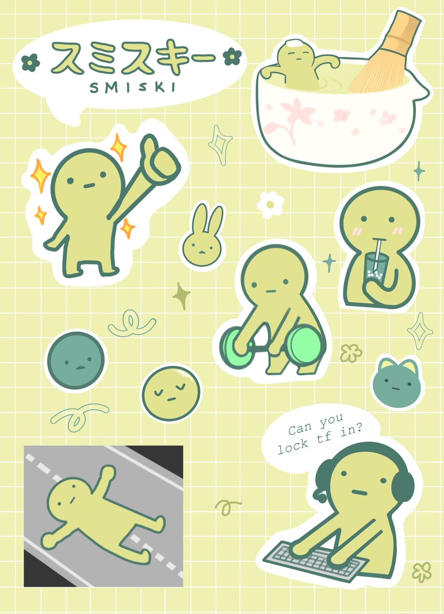 BinkiStudio's tweet image. 🍵 Made a smiski sticker sheet 💚 #smiski #Stickers #stickersheet