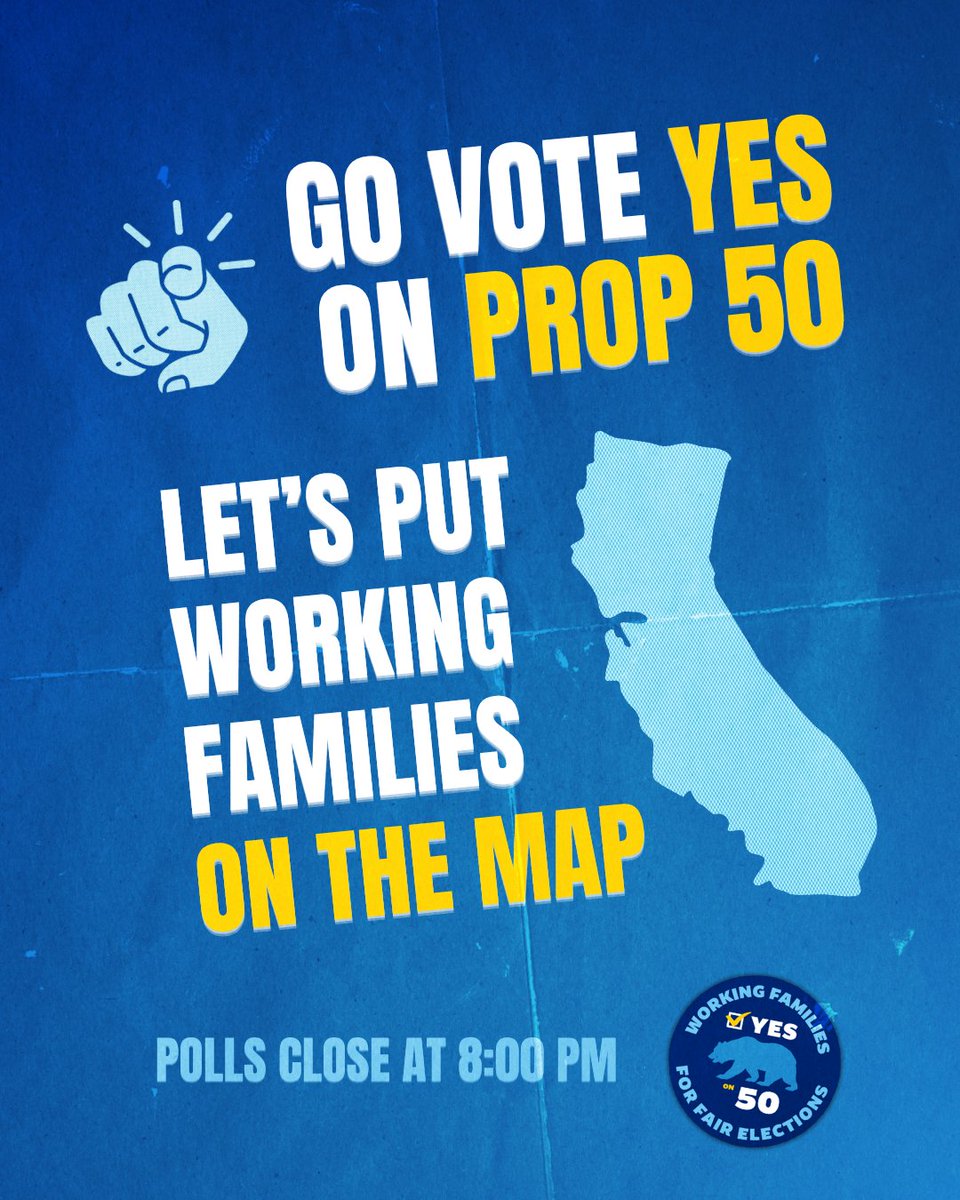 Election Day is here — turn in your ballot and let’s turn out the vote for YES on 50.