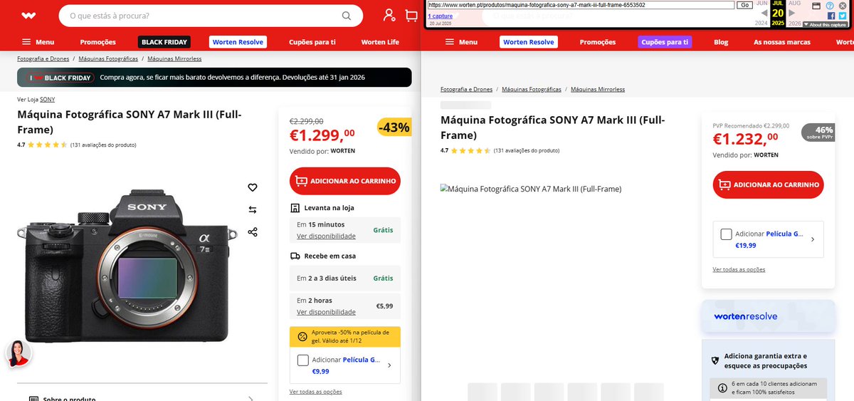 Se precisam de mais provas que as campanhas de "Black Friday" da maioria das lojas online, vejam o exemplo da <a href="/worten/">worten</a>

Enquanto não forem aplicadas coimas severas para quem tenta enganar os consumidores a troco de uns euros.... vamos continuar a ter estas atitudes desonestas.
