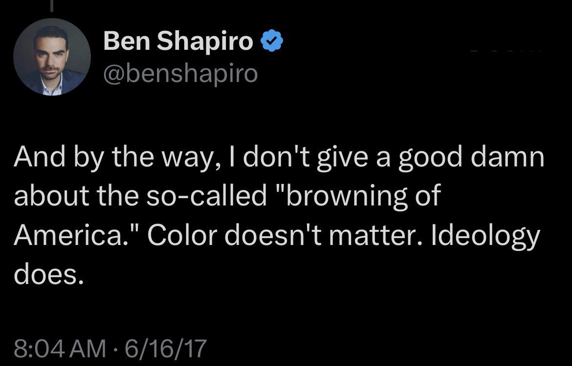 This is the only post Ben Shapiro has ever made that meant anything because it told you who he was. He doesn't care about Americans.