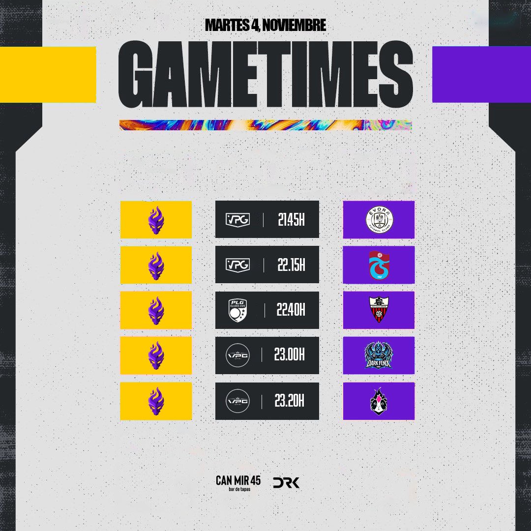 MatchDay | #ClubesPro

¡Noche de champi…. Noche de Onibi eSports! 😏

🆚 <a href="/FcEvora/">F.C Évora</a> 
🆚 <a href="/Trabzonspor/">Trabzonspor</a> 
🆚 <a href="/CFCM_eSports/">CF CALA MILLOR 🎮⚽️</a> 
🆚 <a href="/DarkFenixEsport/">𝘿𝞓𝞒𝞙 𝙁𝞢𝞟𝞘𝞦 𝞢𝙎𝞠𝞗𝞒𝞣𝙎</a> 
🆚 <a href="/GuineaPinkClub/">Guinea Pink 🏳️‍🌈</a> 

#LaRevolucion