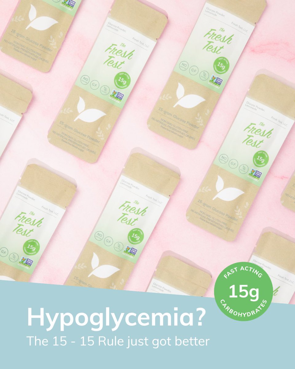 Treat. Wait. Recheck. 👏 The golden standard for hypoglycemia care.

Endocrinologists know it. JDRF teaches it. Patients live by it. It’s called the Rule of 15: 

👉 Step 1: Consume 15g of fast-acting carbs (enjoy organic &amp; high quality glucose lemonade from The Fresh Test®️)

👉