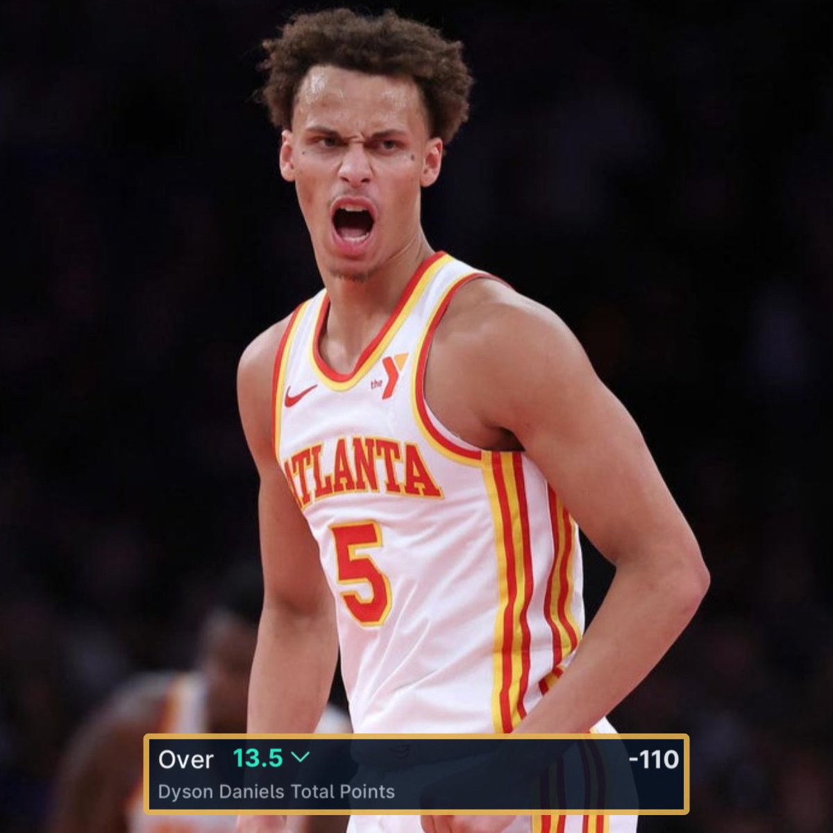 QuentinLocks's tweet photo. BET ON THE AUSSIE🦘

Dyson Daniels O 13.5 Points
(-110 ESPN | #TrueToAtlanta )

NBA Monday Prop #2🏀
❤️100 LIKES FOR THE NEXT PROP!

Dyson has been great without Trae Young and this is a great spot for him to continue that here against the Magic. 

He had gone over this line in ALL 4 games last season without him, and has since gone over this line in BOTH games this year since he was injured, putting up 18 points in each game. 

In those games, he played 38 and 36 minutes and had great volume from the field with 13 and 12 FGA and a pair of free throws as well. 

Now gets a Magic team that he has already faced once this season. The Magic are BOTTOM-15 in transition (17) and against the PNR Ball Handler (24). This is where 64% of his points come from. 

He also gets 84% of his points in the paint. The Magic are allowing the MOST in the paint this season. Daniels has the MOST drives on the Hawks (77). 

On the flip side, they are pretty tough against spot ups, allowing the 8th fewest points. This could make it tougher on some other guys scoring wise. 

In the two games against the Magic last season with double digit FGAs, he finished with 10 and 15 points as he was 3/15 and 7/12 from the field. 

Expecting around 32-36 minutes for Dyson in this one with a 3.5 point spread. Love this spot a ton for him to cash for us. 

LIKE = TAILING❤️