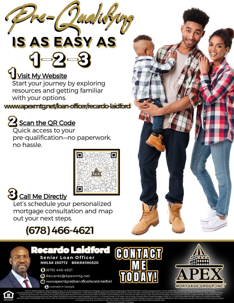 RLaidford's tweet image. Getting pre-qualified for your dream home is a breeze! Just follow these 3 simple steps and unlock the door to your future. Ready to take the first steps? Let’s make your homeownership dreams a reality! #HomeBuying #PreQualification #DreamHome