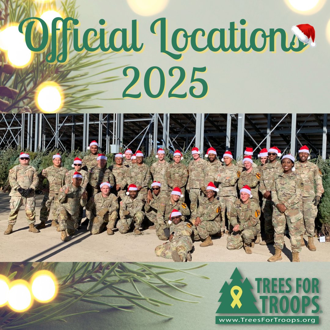 Trees4Troops's tweet image. Donate a real Christmas tree to a military family! 🎄🇺🇸
11 Official Locations open now across PA, OH, WI, NJ, IL, TN
📦 @FedEx pickup: Dec 8, Delivery to bases by Dec 12
Find yours and give joy: ow.ly/wRMY50TRLER

#TreesForTroops #SupportOurTroops