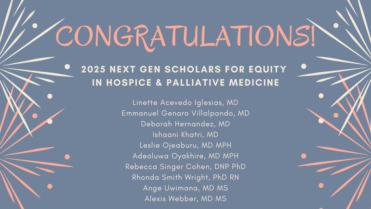 AAHPM is excited to welcome our 3rd cohort of Next Gen Scholars for Equity in HPM! This 2-year program supports 10 residents from underrepresented communities in hospice &amp; palliative medicine—helping shape a more inclusive future for our field. ow.ly/nn0n50Xma14