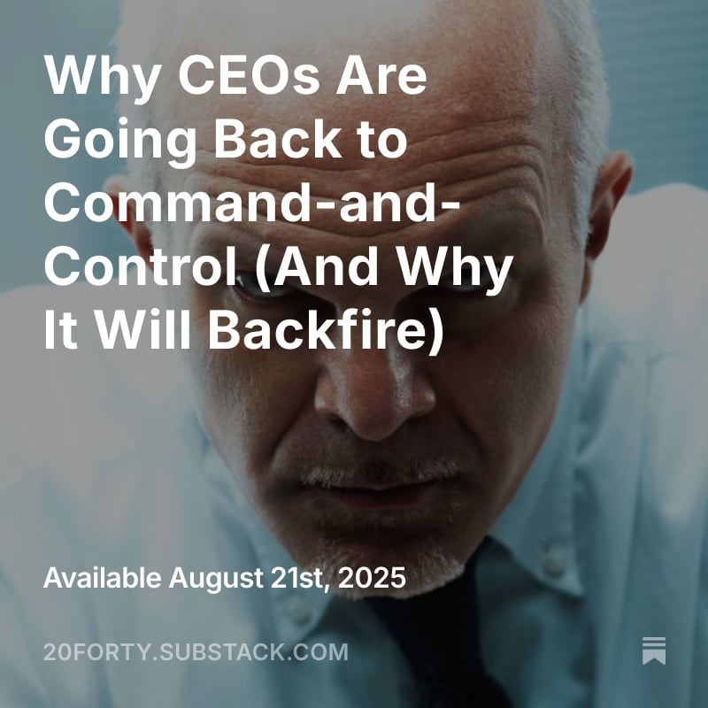 2040Digital's tweet image. CEOs are reverting to &quot;my way or the highway&quot; leadership.
The psychology? Fear of losing control when things get too complex.
The result? Talent exodus and innovation shutdown.

#Leadership #TransformationPsychology #OrganizationalDevelopment #HumanFactor
hubs.ly/Q03RsZM40