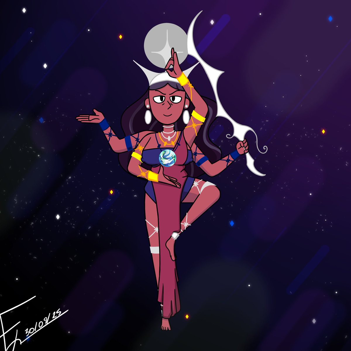 ExperimentalJr's tweet image. Commission done!!!

A friend of mine commissioned Priyanka as a giant goddess, holding the Earth.

Thanks for commissioning me! It was a very good style training and I hope I can do more SU drawings!

#StevenUniverse #priyankamaheswaran #commission #goddess #space