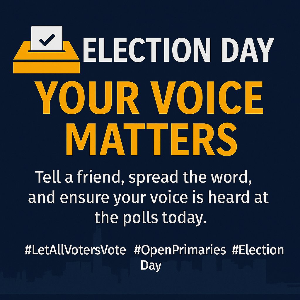 Election Day reminder: Millions of independents across the U.S. were shut out of the primaries that decided most of today’s races.

It’s time to open primaries → openprimaries.org

#ElectionDay #OpenPrimaries