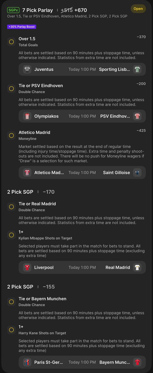 Champions league parlay!⚽️

Drop a like if you're tailing!❤️

VAMOSSS!!!🏆

#GamblingX #ChampionsLeague
