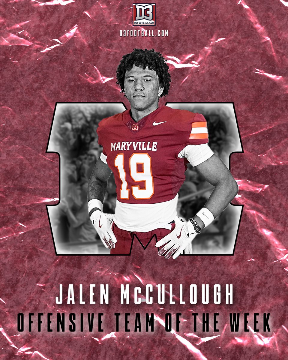 Top tight end in DIII this week → Jalen McCullough
McCullough is named to D3football's offensive team of the week ⚔
