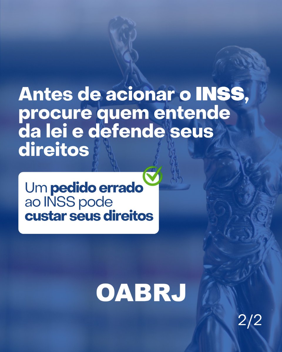 Antes de acionar o INSS, procure quem entende da lei.

A OABRJ está com a advocacia, sempre na defesa da cidadania.