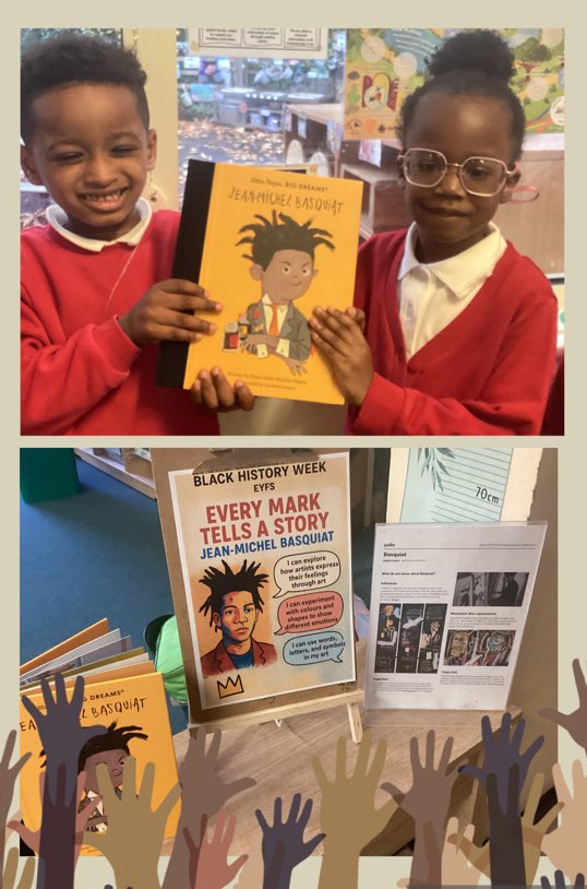 staugustinesNG3's tweet photo. Daisies have been learning about Jean Michel Basquiat as part of Black History Week here at St Augustine's. Today we decorated crowns inspired by Basquiat's artwork.👑👏🏾
#EYFSAtStA’s https://t.co/h8yA20qqpo