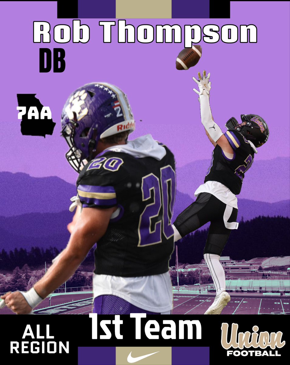 My honor to announce <a href="/unioncofootball/">UC Football</a> has Rob Thompson selected to the 1st Team All Region Defensive Back! 
<a href="/huntermandy12/">Mandy</a>