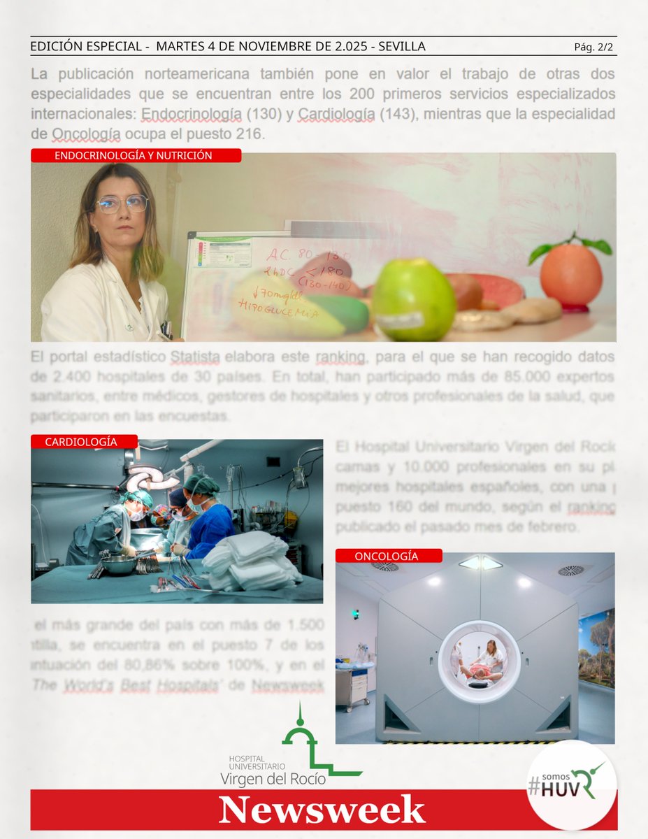 ¡Newsweek sitúa 6 de nuestras especialidades entre las 100 mejores del mundo🌎! 
💯 Ortopedia y Traumatología(19), Digestivo(53), Neumología(59), Neurocirugía(79), Pediatría(92) y Cirugía Cardíaca(95)
💪 También: Endocrino(130), Cardiología(143) y Oncología(216)
#SomosHUVR