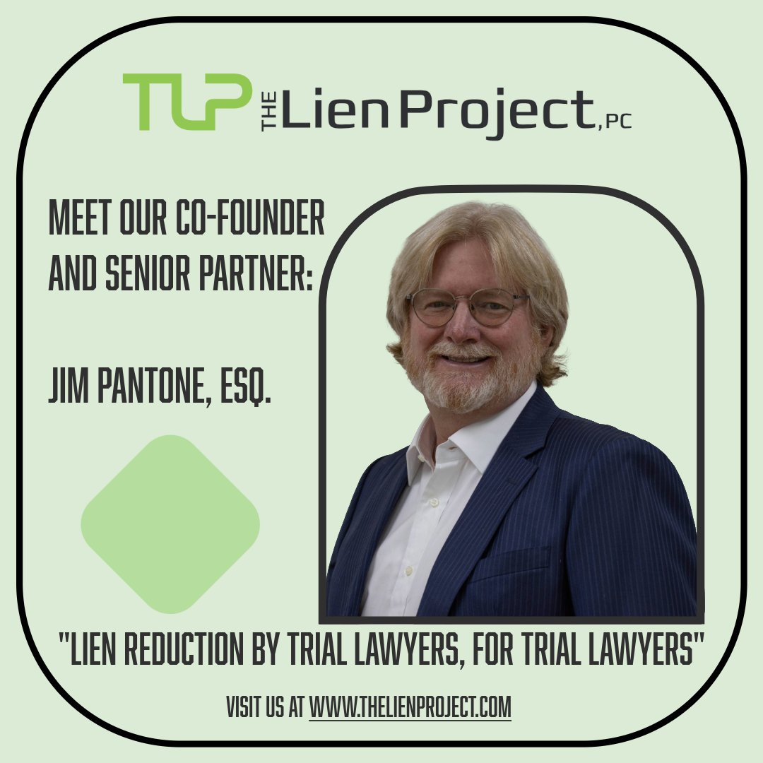 TLienProjectPC's tweet image. Jim Pantone, Esq., co‑founder of The Lien Project, PC, has spent 33 years advocating for injured individuals, bringing litigation-level strategy to lien resolution. 

Lien Reduction by Trial Lawyers, for Trial Lawyers.

Attorney Advertising. #triallawyer