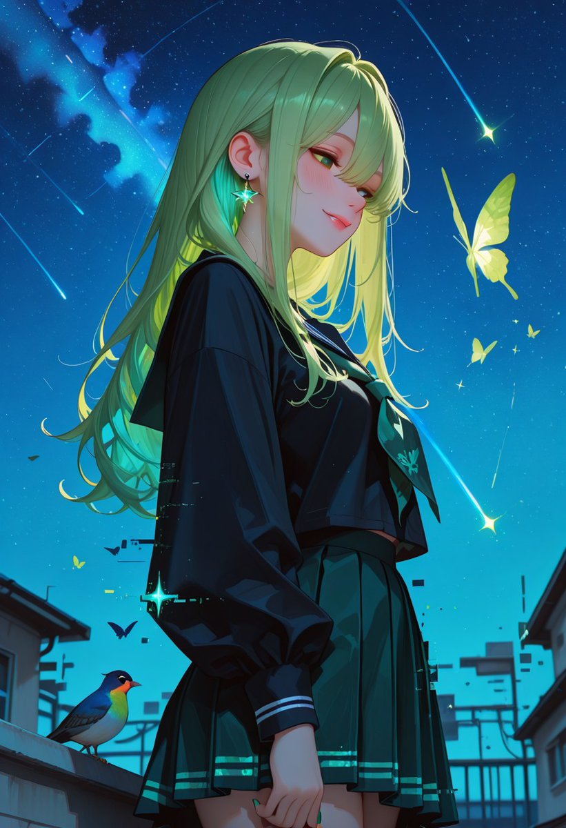 AIAnimeVibes's tweet image. You meet her under the stars. What’s the first thing you say? 
.
.
#animebeauty #animecute #animegirl #waifuanime
