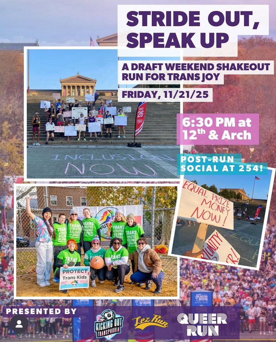 Stride Out and Speak Up 
A #Kickingouttransphobia shakeout run for trans joy in partnership with @Queerrun &amp; @Lezrun. Meet us at <a href="/254/">ありふ</a> for the Tournament Draw after. RSVP for FREE here 
zeffy.com/en-US/ticketin…