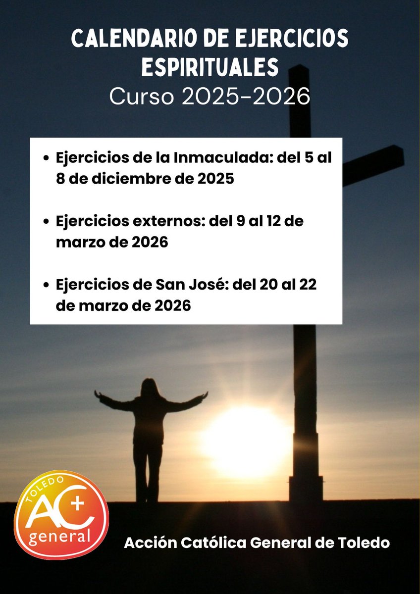 Calendario de los Ejercicios Espirituales del curso 2025-2026. ¡Reserva tú fecha!
