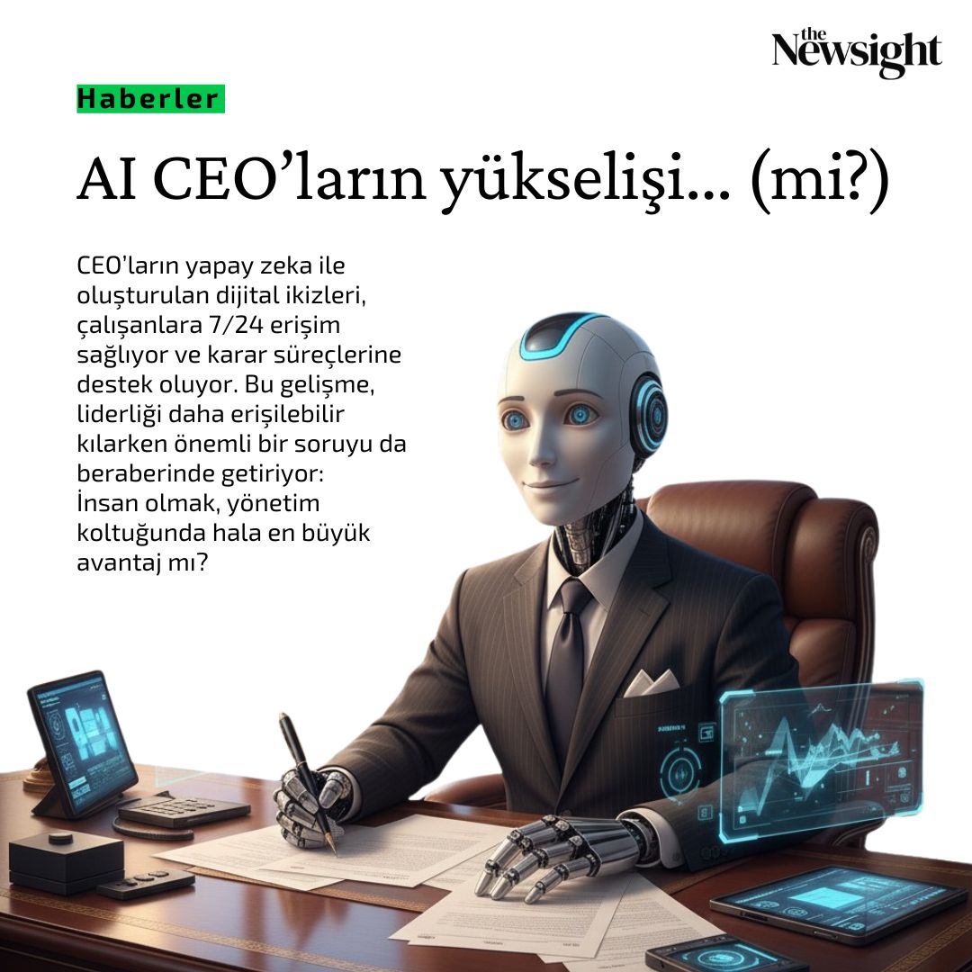 Yapay zeka ile yaratılan "AI CEO"larla, çalışanları yöneticilerine (bir haliyle) sınırsızca erişebiliyor, kurum kültürünün devamlılığı sağlanıyor. 

Ancak aynı zamanda, insan liderliğinin geleceğine dair tartışmaları da büyüyor...

Detaylar için👇

🔗 thenewsight.com/haberler/ai-ce…