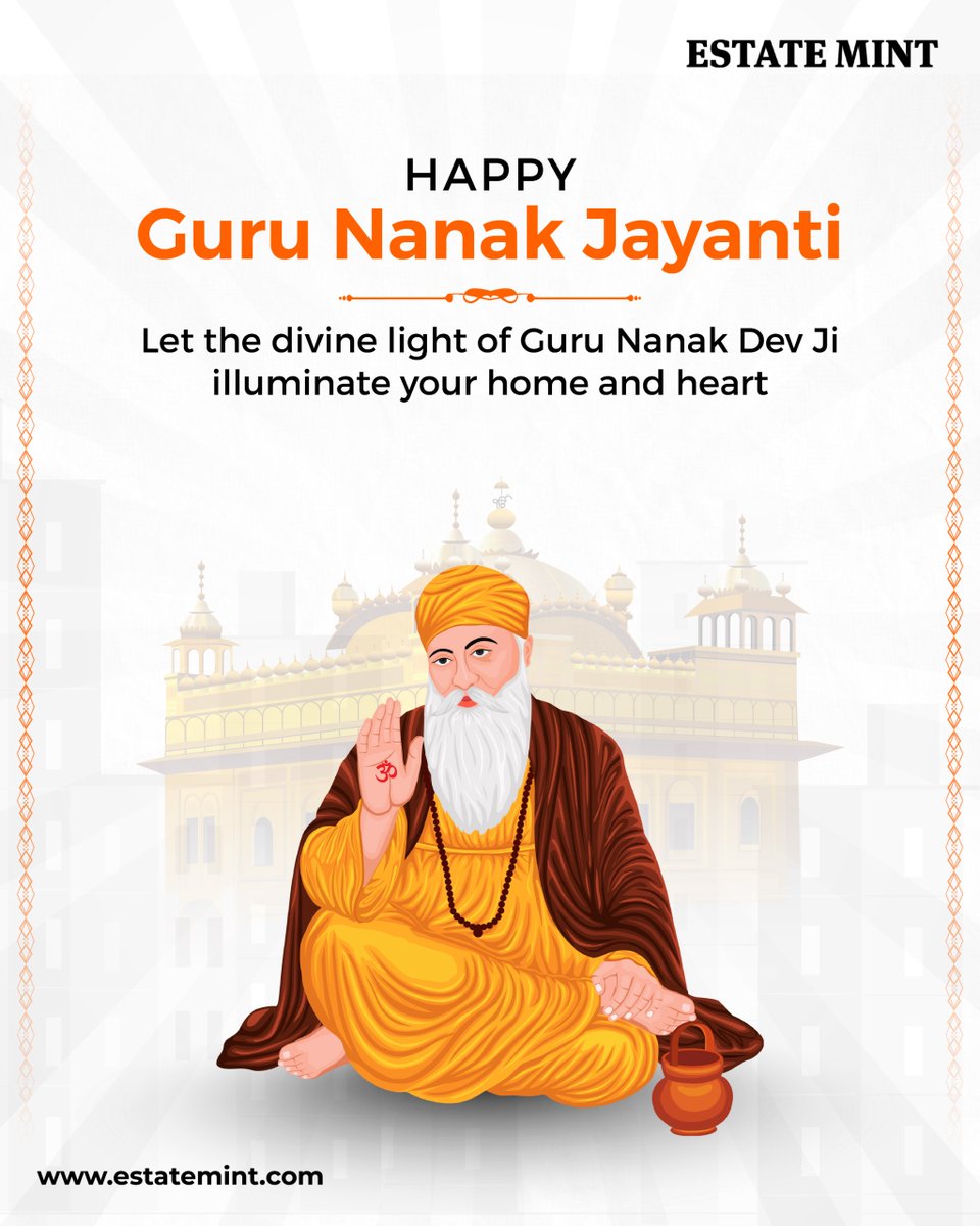 estatemint's tweet image. Wishing everyone a peaceful and inspiring Guru Nanak Jayanti.

May the teachings of Guru Nanak Dev Ji lead us towards wisdom and purpose.

🌐 Visit: estatemint.com

#GuruNanakJayanti #EstateMint #CorporateValues #PeaceAndProsperity #GuruNanakDevJi #LeadershipWithValues