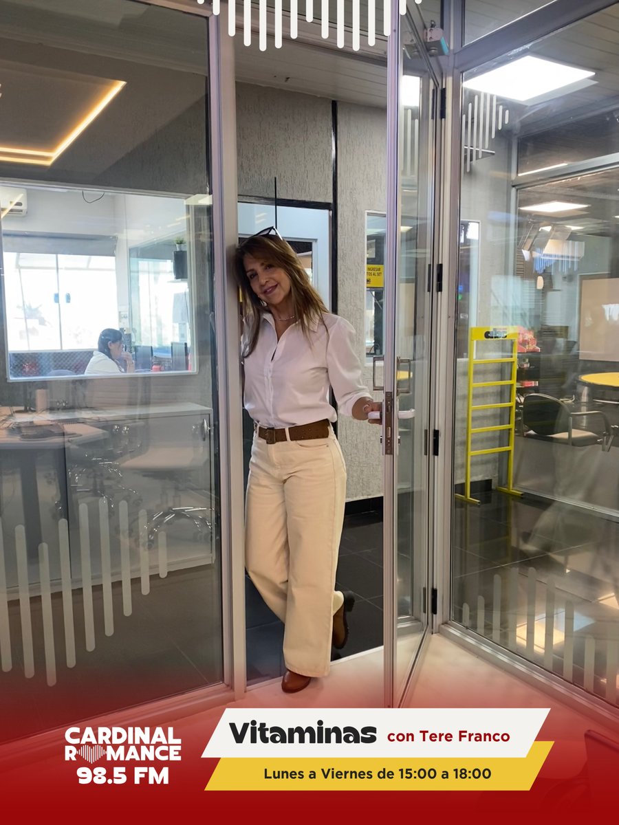 La tarde se pasa volando cuando suena buena música 🎶

📻 De 15:00 a 18:00, <a href="/TereLafranqui/">Tere Franco</a> te acompaña en «Vitaminas», con esa energía linda que levanta el ánimo con las mejores canciones románticas💛

🎙️ Sintonízanos en #CardinalRomance 98.5 FM y compartí la tarde con nosotros.