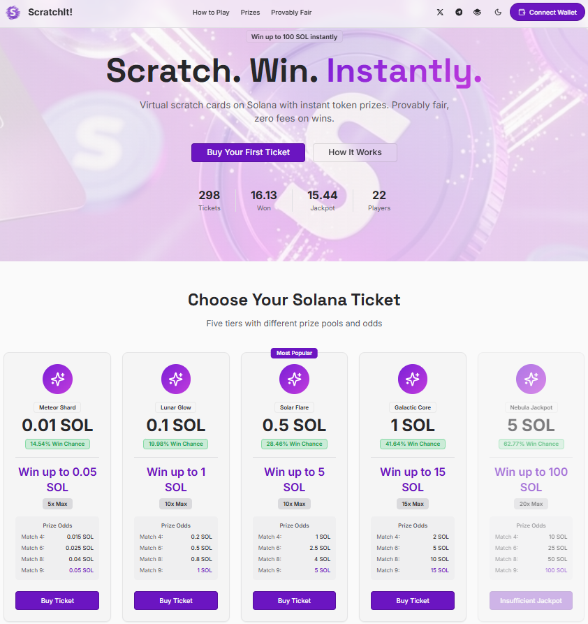 Solana ScratchIt! | Virtual Scratch Off Tickets! tweet media