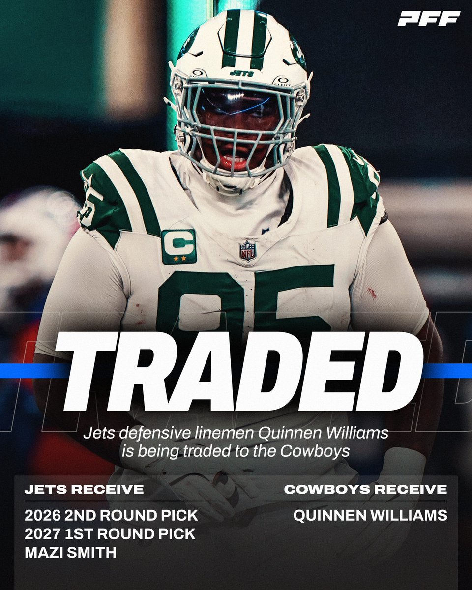 Quinnen Williams is one of just two DI since 2022 with

- 85+ pass rush grade
- 85+ run defense grade

WELCOME TO THE DALLAS COWBOYS 🤠