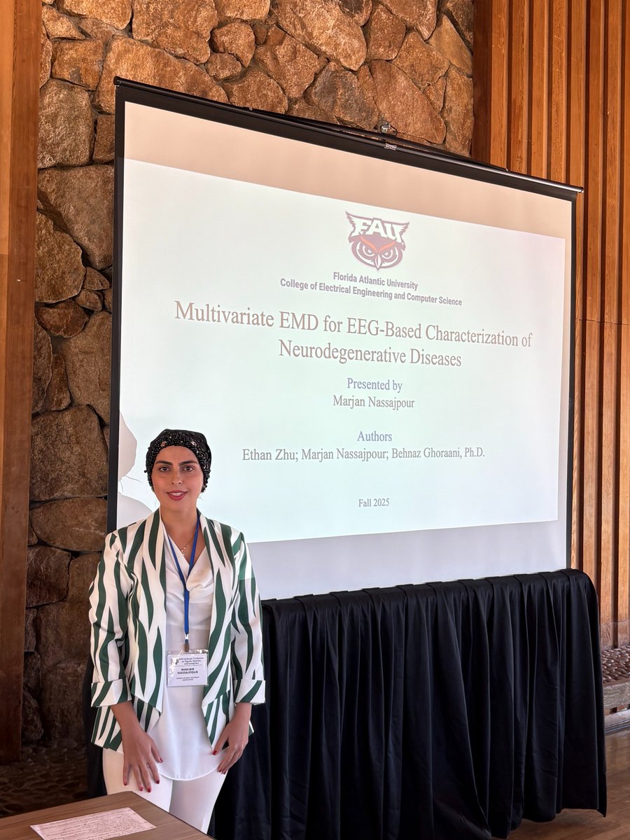 Ph.D. student Marjan Nassajpour presented our invited paper “Multivariate EMD for EEG-Based Characterization of Neurodegenerative Diseases” at the <a href="/IEEEorg/">IEEE</a>  co-sponsored Asilomar Conference.

👏 Co-authored with 2024 I-SENSE REU student Ethan Zhu (<a href="/UF/">FLORIDA</a>)  and guided by Dr.