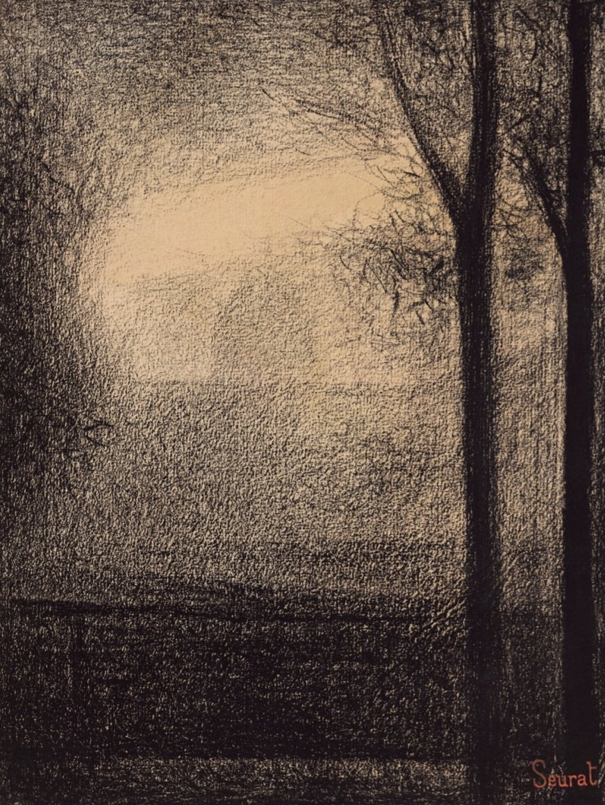 Made in 1881, Georges Seurat's drawing offers us a view of the Hôtel des Invalides, the complex of buildings in the 7th arrondissement in Paris containing museums and monuments, all relating to the military history of France, as well as a hospital and an old soldiers' home.