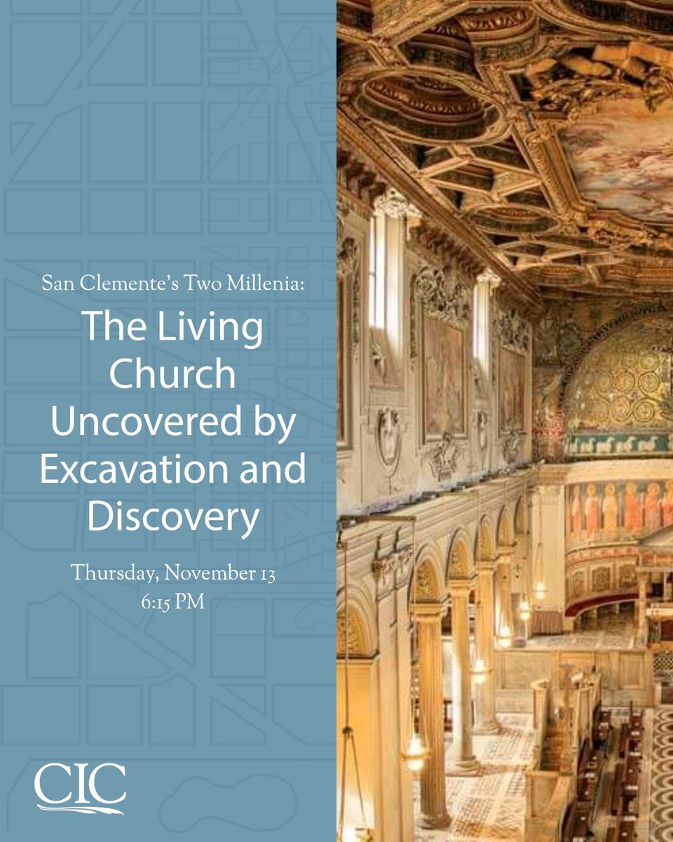 CICDC's tweet image. Join Fr. Paul Lawlor, OP, Rector of the Basilica of San Clemente on Nov. 13 for an evening at the CIC exploring the layers of faith and history beneath one of the Church’s most remarkable churches.

RSVP here: loom.ly/6z0CNaQ