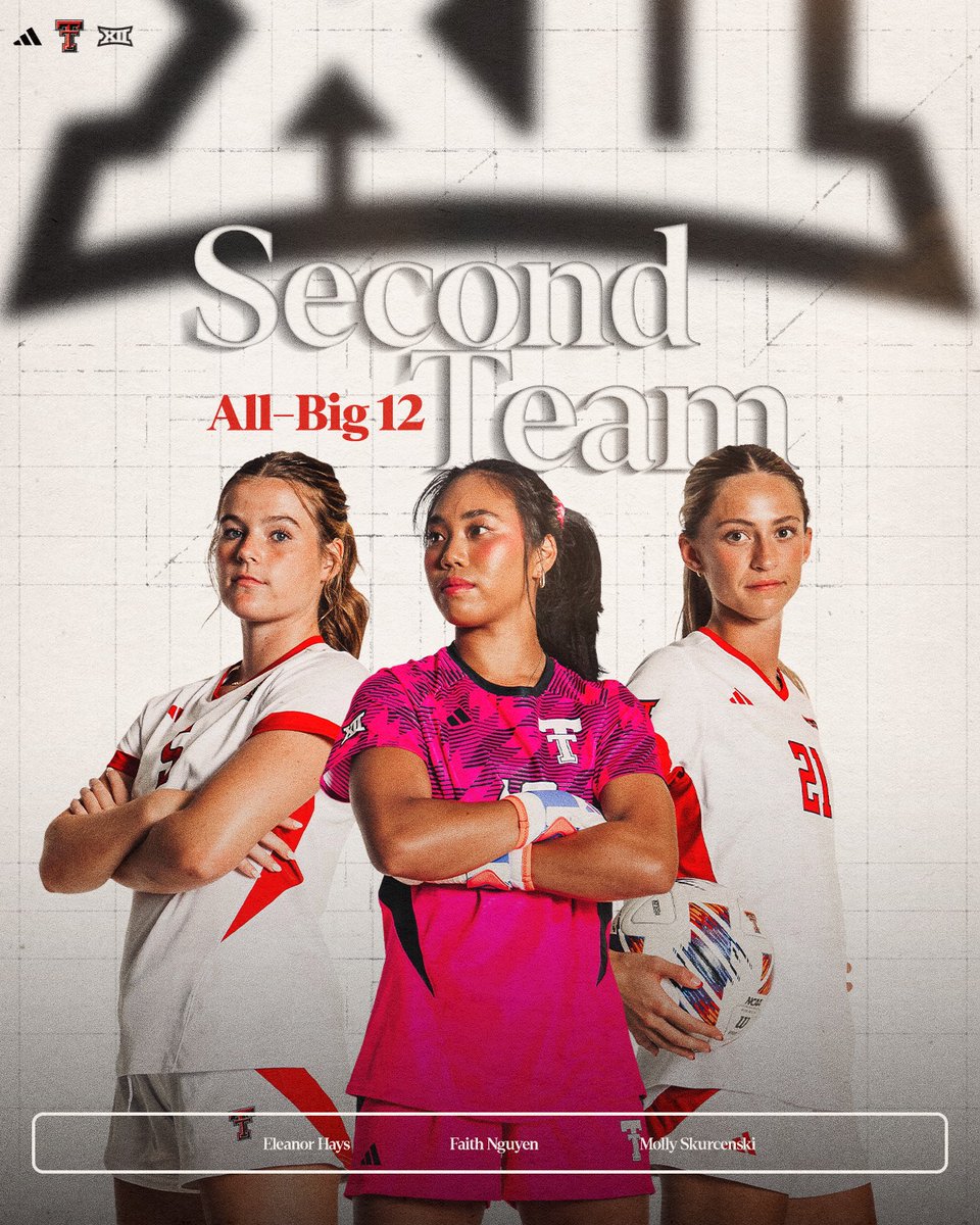 This crew also got it done!

Shoutout to our Second Team All-Big 12 selections! 

⚽️ <a href="/EleanorHays2023/">eleanor hays</a> 
⚽️ Faith Nguyen 
⚽️ <a href="/SkurcenskiMolly/">molly skurcenski</a> 

#WreckEm | <a href="/Big12Conference/">Big 12 Conference</a>