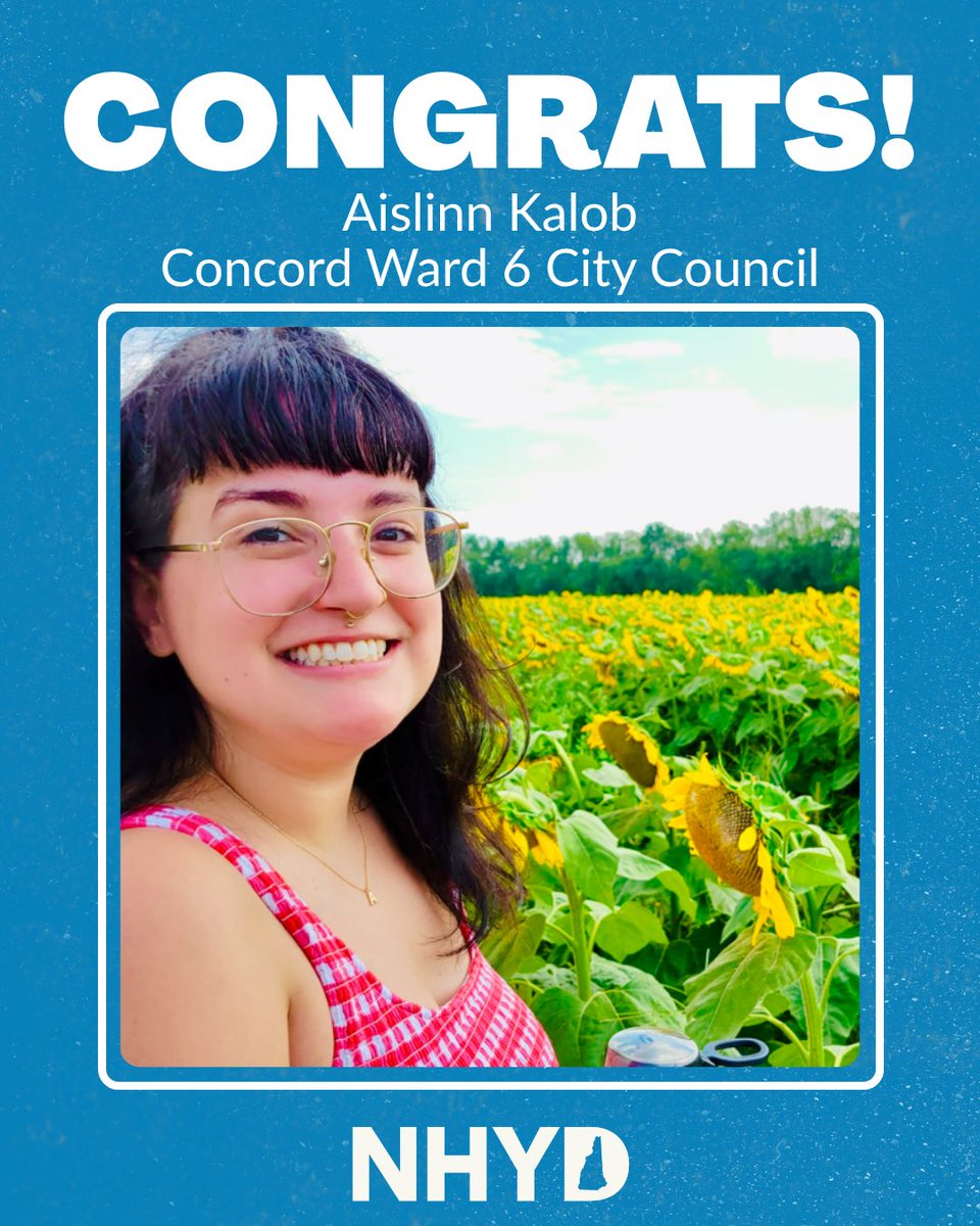 NHYoungDems's tweet image. Congratulations to NH Young Democrats-endorsed candidate Aislinn Kalob for Concord Ward 6 City Council on winning their race! #NHPolitics