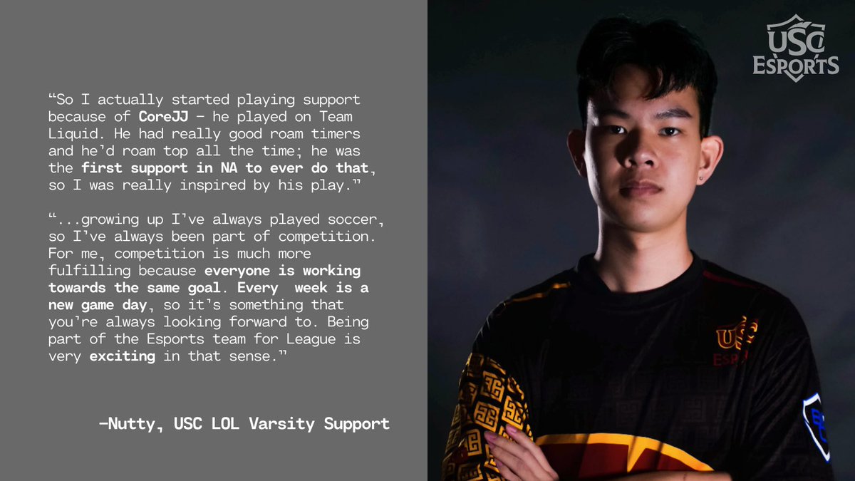 USC’s LoL Support Nutty,
talks about how <a href="/TLCoreJJ/">TL CoreJJ</a> inspired him:

#FIGHTON | <a href="/neccgames/">NECC</a>