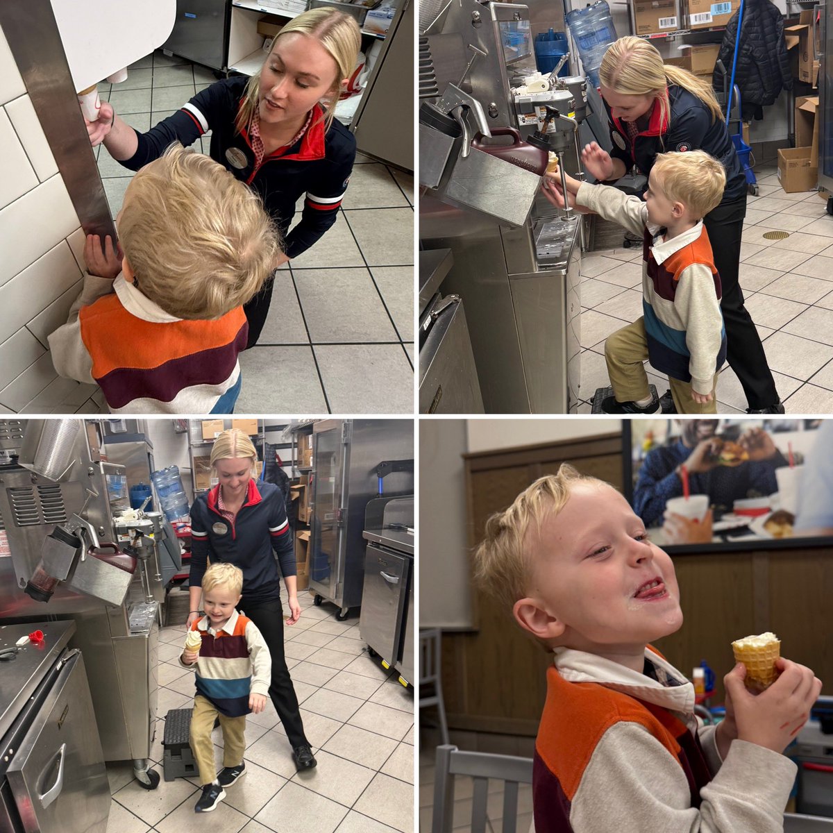 Pierce enjoyed some behind the scenes at Chick-fil-A North Augusta making his own ice cream cone!! <a href="/ChickfilA/">Chick-fil-A, Inc.</a>