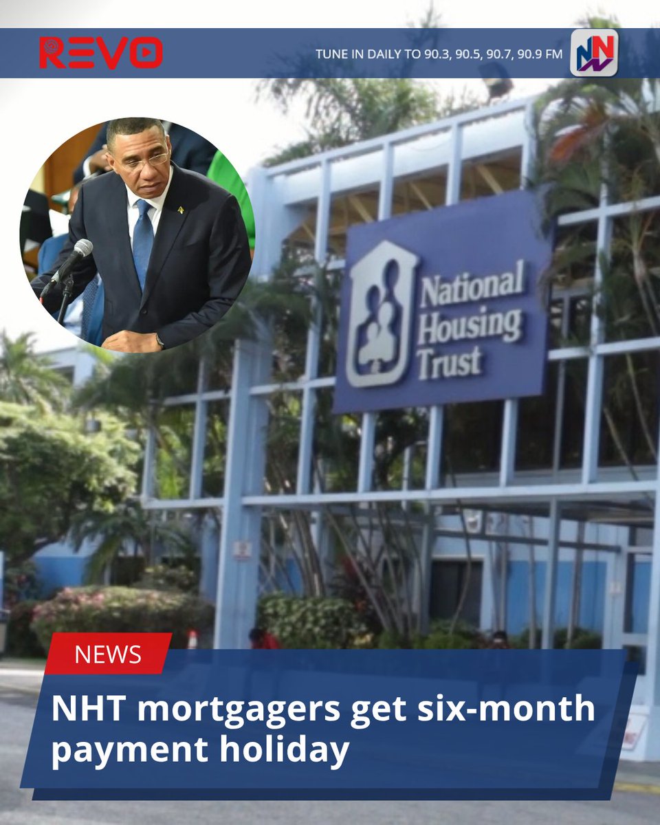 Prime Minister Dr Andrew Holness has announced a six month moratorium to National Housing Trust, NHT, mortgagers in the worst affected parishes.

READ MORE HERE: ow.ly/qr6Q50XmSNE