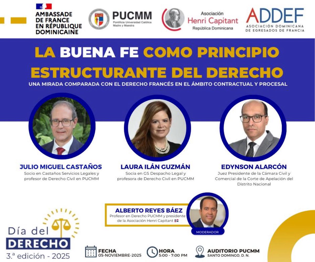 Mañana tenemos panel de lujo con los muy queridos profesores <a href="/ALARCONPOLANCO/">Dr. Édynson Alarcón ⚖️🇩🇴</a>, <a href="/LauraIlan/">Laura Ilán Guzmán</a>, Julio Miguel Castaños y Alberto Reyes. 
¡No sé lo pierdan!