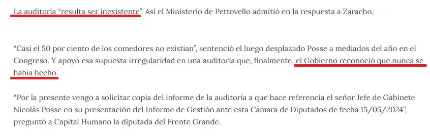 ⛔🚨✅ Esta mierda votaron. Tras un pedido de acceso a la información Pública a Capital Humano, finalmente Sandra Pettovello reconoció que nunca se hicieron auditorías a los comedores comunitarios, quiere decir que dejaron sin comida a muchos solo por crueldad.