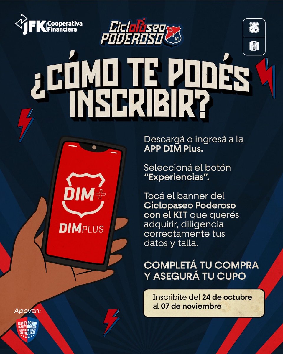 [🤩🔴🔵] ¡VUELVE EL CICLOPASEO PODEROSO PARA CELEBRAR NUESTRO ANIVERSARIO 112!
Todos los rojos vamos a rodar por Medellín 🚴‍♂️❤️💙
👉 Prepará tu bicicleta, agendate para el 16 de noviembre a las 7:00 a.m. en el Atanasio y vamos a recorrer juntos lugares emblemáticos de nuestra